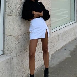 White mini skirt